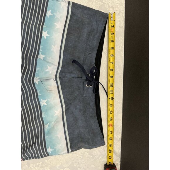 O'Neill Size 38 Heist Red White Blue Stars USA‎ Board Shorts Surf Swim Unlined - Picture 4 of 11